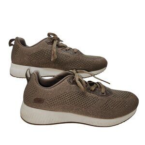 Skechers Bob's 8.5W Sport Squad Glitz Maker Sneakers Shoes Taupe Gold 117006W